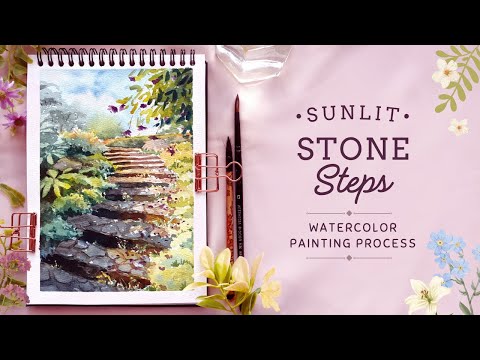 Sunlit Stone Steps: Full Watercolor Painting Process