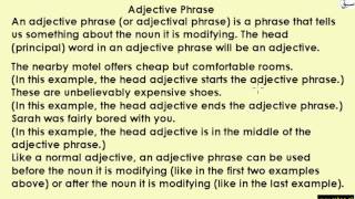Adjective Phrases(explanation/replace phrase by adjective/make sentences)