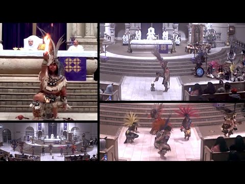 Ritual pagano azteca en “iglesia católica” durante “misa”