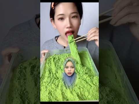 ASMR Ice With Matcha Powder #shorts