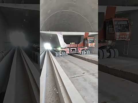 The beam car goes through the tunnel, this driving skill is amazing #technology #railway #mountains