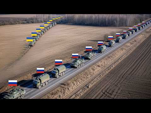 Russian Armored Column Falls Under Surprise Ambush from Hidden Tanks