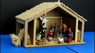 cómo hacer un pesebre de carton, Christmas manger with cardboard