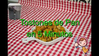Receta de picatostes de pan en 5 minutos con la freidora de aire, más fácil imposible 😋😋😋