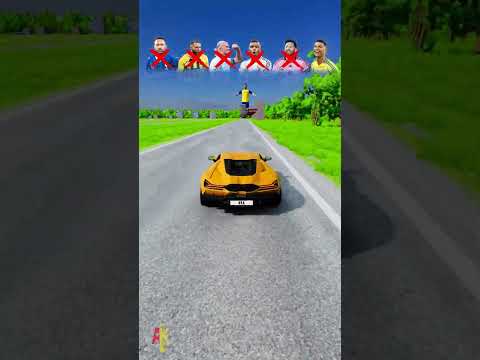 🤩 Ronaldo ❌ Messi ❌ Mbappe 👌 Thor Hammer Jump Challenge⚽ Beamng.Drive 🤣 #shorts #beamng #simulator
