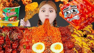 Mukbang Fire Spicy Noodles CHICKEN EATING SOUND by HIU 하이유