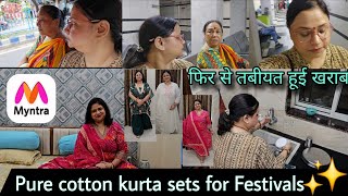 Pure Cotton kurta sets for Festivals✨️👌 फिर से तबीयत खराब हो गई 😔 @myntra 