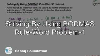 Solving By Using BODMAS Rule-Word Problem-1