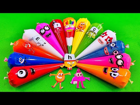 Satisfying ASMR🌈 Looking Numberblocks, Pinkfong, Paw Patrol in Piping Bags with SLIME Coloring