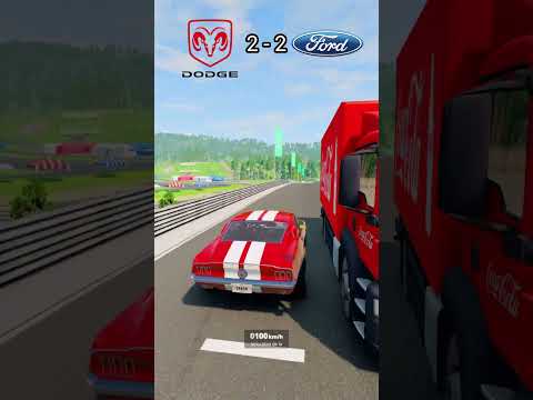 Epic battle, Dodge Charger vs Ford Mustang, Who will win? #beamng #beamngdrive #game #gaming #shorts