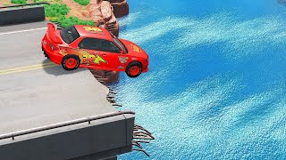 Cars vs Giant Pit Deep Water