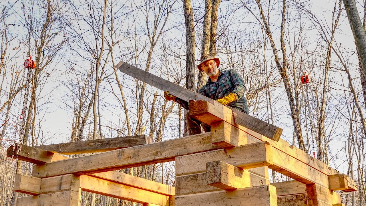 Timber Frame Roof for My Log Cabin Off Grid Workshop Egg Tanning Buckskin