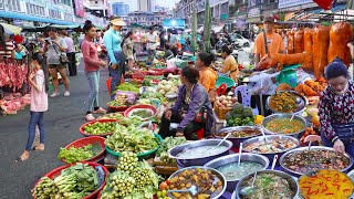 Cheap Dinner @ Chhbar Ampov, Roasted Pig, Market Food - Cambodia Food Vlog