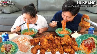 🐔바삭한 닭정육 통닭 만들어서 매콤한 쫄면에🍻시원한 맥주까지!(ft.양배추샐러드)ㅣHome Made Chicken with BeerㅣMUKBANGㅣEATING SHOW