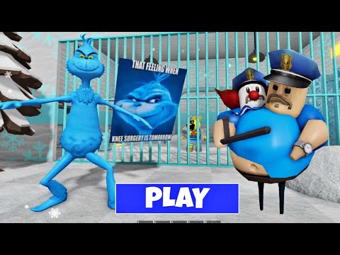 NEW ICE GRINCH'S BARRY'S PRISON RUN! SCARY OBBY JUMPSCARES #roblox #obby