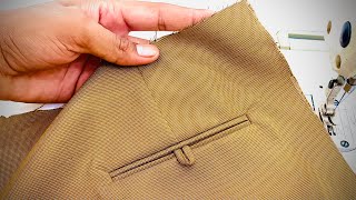 How to make pant back pocket / pant back pocket stitching / sew a pant back pocket / Raj tailors