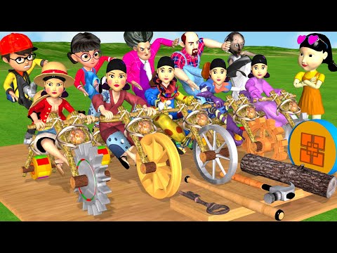 Scary Teacher 3D vs Squid Game Wooden Car Doll Squid Game Break Door Level Max 5 Times Challenge