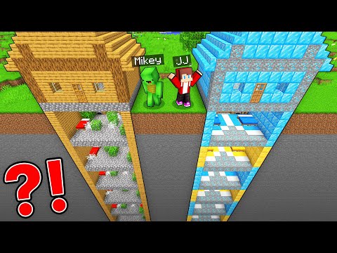 JJ and Mikey: POOR vs RICH Underground Secret Base Battle in Minecraft - Maizen