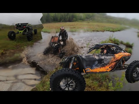 LINGHAM LAKE RIDE IN A DOWN POUR! STUCK WHEELERS EVERYWHERE!