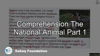 Comprehension The National Animal Part 1