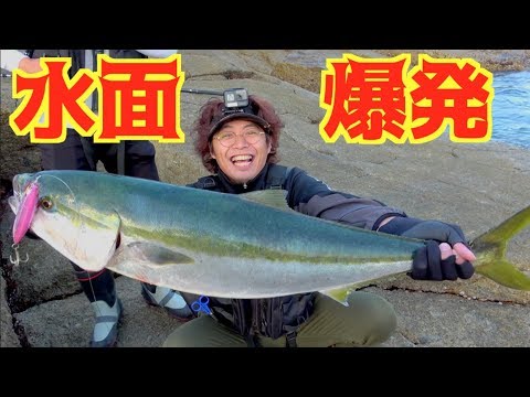 陸から青物の群れにルアーを投げたら・・・！！