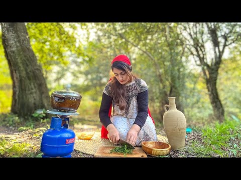 Cooking coco vegetables in a mountain village