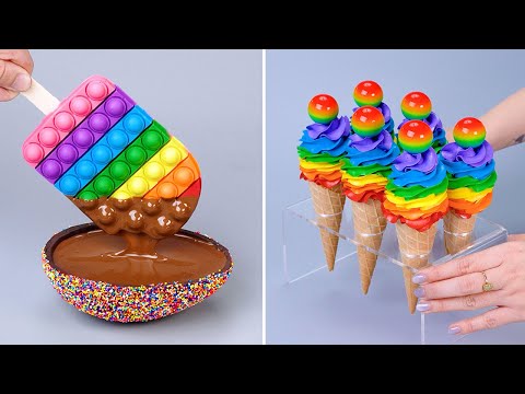 🌈 Definitely POP IT Rainbow Cake Decoration Hacks | Amazing Colorful Cake Decorating Recipes