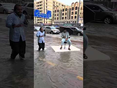 Heavy rain effect on Burj Khalifa  ( Heavy rain in Dubai )