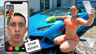 FACETIMING MY FIANCE WASHING HIS LAMBORGHINI WEARING A BIKINI *Got Crazy*