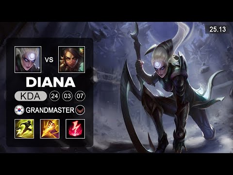 Diana vs Lee Sin Jungle - KR GrandMaster - Patch 25.13 Season 15