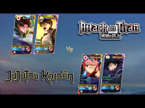 JJK VS AOT 1 VS 1 FIGHT | MOBILE LEGENDS ATTACK ON TITAN VS JUJUTSU KAISEN