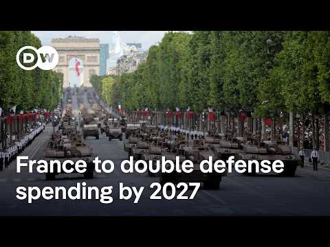 YouTube video thumbnail: Macron Pledges €6.5 Billion Surge in Defense Spending, Cites 'Russian Threat' to Europe