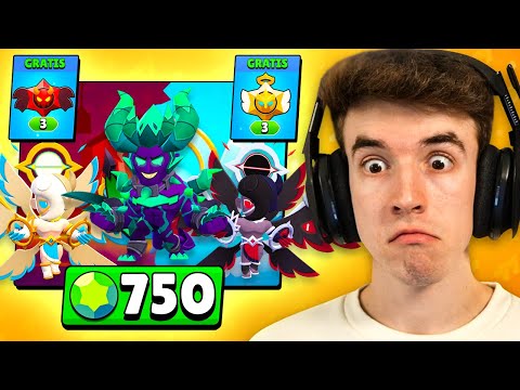 DROPS GRATIS Y GASTO 750 GEMAS en 3 SKINS HIPERCARGADAS de BRAWL STARS