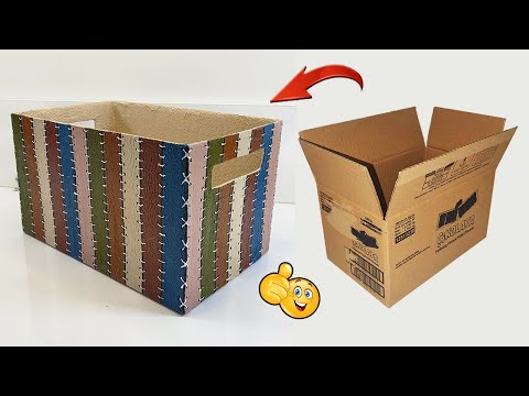 GREAT WAY TO RECYCLE! Don’t Throw Those Boxes Out! CARDBOARD BOX HACK - DIY Storage Basket
