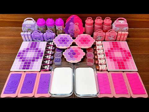 Mixing Purple vs Pink Glossy Slime With Cute Charms! #1039