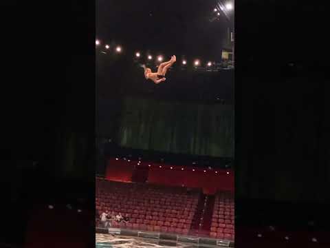 Flyyy ? how far would you fly? #circus #acrobat #dive #russianswing #shorts Performer: Papi