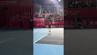 Andre Rublev serve and Forehead & volley winner.