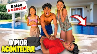 ERA PARA SER UM DESAFIO NA PISCINA ATÉ O ESTEVÃO CAIR E BATER A CABEÇA…😰 *ele perdeu a memória!!