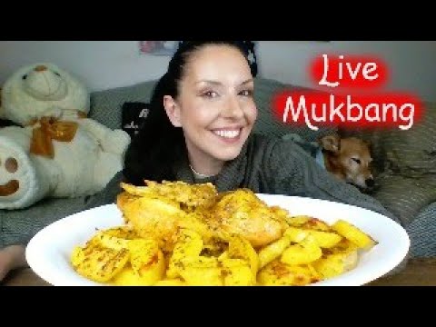 MUKBANG LIVE - ROASTED CHICKEN AND POTATOES 🍗