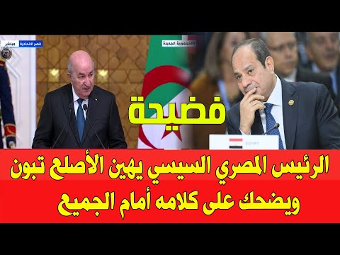 شاهد الرئيس المصري السيسي يهين أصلع الجزائر تبون ويضحك على طريقة كلامه أمام الجميع