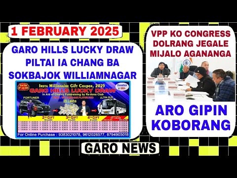 Garo News:1 February 2025/Garo Hills Lucky draw Williamnagar sokbataijok Fortuner,lak 35 aro Bus