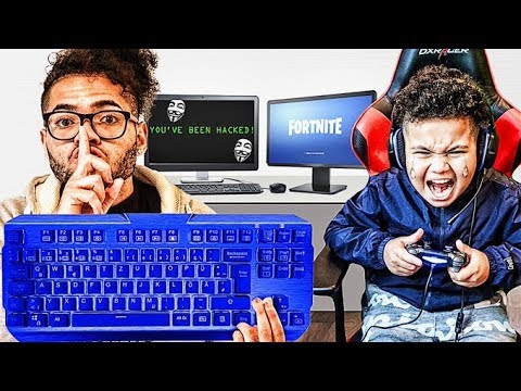 WIRELESS KEYBOARD PRANK HACK ON LITTLE BROTHER PLAYING FORTNITE!! BIGGEST RAGE ON YOUTUBE!!