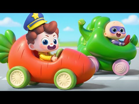 Police Chase Gone Veggie! | Learn Healthy Eating | Nursery Rhymes & Kids Songs | BabyBus
