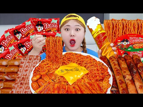 MUKBANG FIRE NOODLES SAUSAGE 하이유의 김치 불닭볶음면 소세지 모둠 먹방🔥EATING SOUND | HIU 하이유