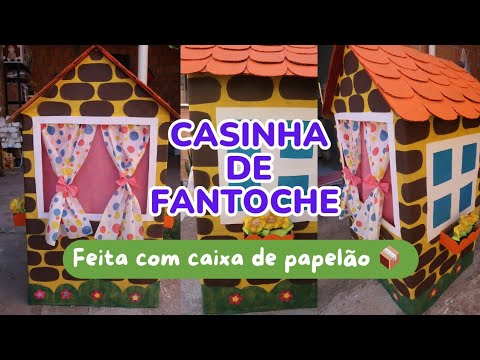 Casinha para fantoche com caixa de papelão 📦