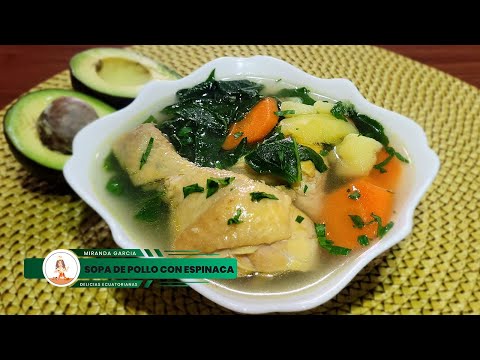 ♨️🇪🇨SOPA DE POLLO CON 🍲🍗🍃🍃ESPINACA #sopadepollo