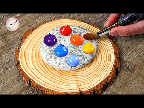 BEST CREATIVE PAITING IDEAS on Stone & Wood |  EASY ASMR ART