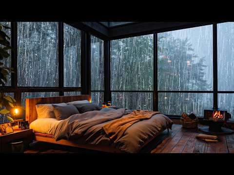 No Ads, Rain Sounds For Sleeping 🌧️ Cozy Cabin & Fireplace Sounds | ASMR Deep Sleep & Relax
