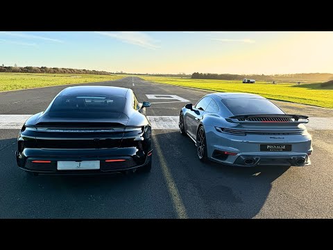 DRAG RACE! PORSCHE TAYCAN TURBO GT VS PORSCHE 992 TURBO S!