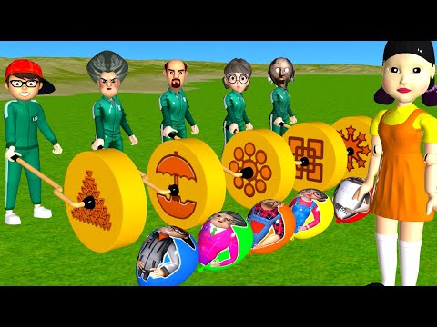 Scary Teacher 3D vs Squid Game Wooden Wheels Rolling Dalgona Candy Challenge Miss T and Granny Loser
